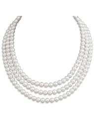 Sterling Silver 15 Inch-17 InchTriple Strand Cultured Freshwater Pearl Necklace