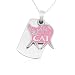 Pink Cat and Dogtag Design with Paws Pewter Pendant 15" Chain Necklace with 2" Extension