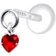 Silver 925 Red Heart Dangling CZ Tragus Earring