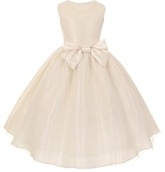 Girls Tea Length Polka Dot Print   Mesh  Dress With a Bow(s) and Pearls