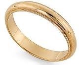 14K Gold Milgrain Heavy Classic-Fit Wedding Band, 3mm Wide