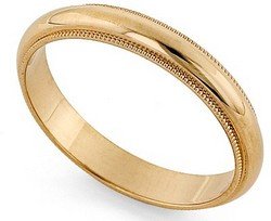 14K Gold Milgrain Heavy Classic-Fit Wedding Band, 3mm Wide
