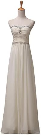 Vogue008 Womens Sweetheart Chiffon Formal Dress with Ruching and Rhinestones-8-White