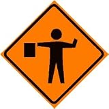 FLAGMAN CAUTION road construction hwy sign