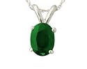 All-Natural Genuine 5x3 mm, Oval Emerald pendant set in 14k White Gold