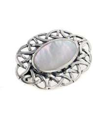 Sterling Silver Celtic Knot Mother of Pearl Pin Brooch