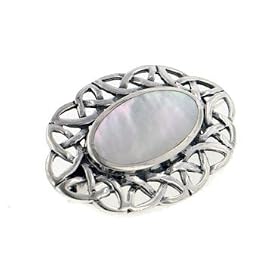 Sterling Silver Celtic Knot Mother of Pearl Pin Brooch by 