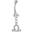 Cubic Zirconia Zodiac Libra Dangle Belly Ring