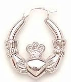 14kt White Gold Claddagh Earrings- E9602