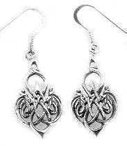 Celtic Knot Heart Sterling Silver Hook Earrings