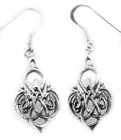 Celtic Knot Heart Sterling Silver Hook Earrings