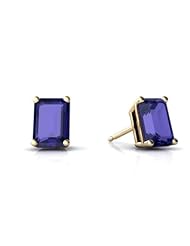 Created Sapphire 14kt Yellow Gold Stud Earrings