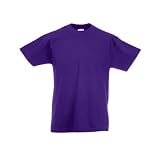 KINDER T-SHIRT FRUIT OF THE LOOM VALUE 128 140 152 164, Farbe-:lila; Größe-:128