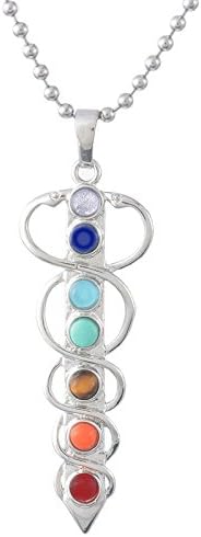 Perfectbaby 7 Beads Natural Quartz Gemstones Stone Pendant Healing Point Chakra Reiki