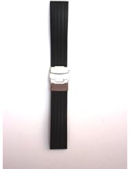 22mm Black Rubber/Silicone Pirelli Style with S/S Deployment Buckle