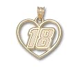 Driver Number 18 Heart Charm/Pendant -14K/10K, Stainless Steel or Gold Plated