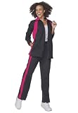 Woman Within Plus Size Petite Sporty striped knit suit
