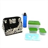IMAGE OF Fit And Fresh Downtown Designer Bag W/ Lunch On The Go Bottle Zebra