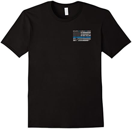 Men's Thin Blue Line American Flag T-Shirt - Front &amp; Back XL Black