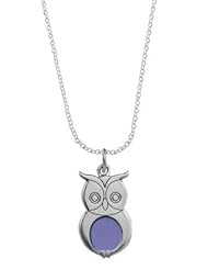 Boma Sterling Silver Purple Resin Owl Necklace, 16 inches