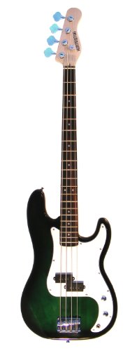 Full Size 43″ Principal P Electric Bass Guitar Transparent Green with Gig Bag and Accessories (Bass, Strap, Strings & DirectlyCheap(TM) Translucent Blue Medium Guitar Pick)
