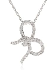 Sterling Silver Diamond Bow Pendant Necklace (1/2 cttw)