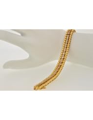 14K Yellow Gold and Diamond Beaded Link Bracelet
