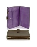 Luana Tadla - Dark Brown Patent Eco-Leather Multi-Pocket Wallet