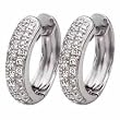 14kt White Gold Cluster Diamond Huggies Earrings