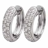 14kt White Gold Cluster Diamond Huggies Earrings