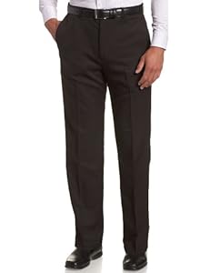Haggar Men's Cool 18 Hidden Expandable Waist Plain Front Pant,Black,36x29
