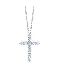 1/2 Carat Diamond Cross Pendant Necklace in 14k White Gold on an 18 Inch Rope Style Chain (HI, I1-I2)