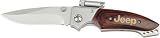 Jeep Folding Knife With Led Light And Belt Clip Pakkawood