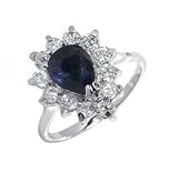 1.4ct Genuine Natural Sapphire Gemstone and Diamond 10k White Gold Ring