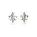 Eve's Addiction Sterling Silver Fleur de Lis Earrings with CZ Accents