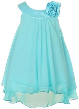 Soft &amp; Flowy Chiffon Pageant Holiday Flower Girl Party Dress - Aqua 4