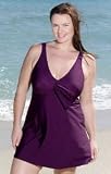 Wine Plus Size Tie Front Swimdress - Plus Size Swimsuit Plus Size Swimsuits