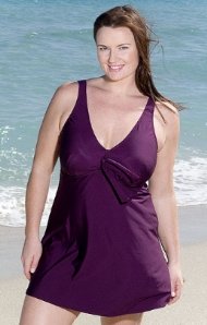 Wine Plus Size Tie Front Swimdress - Plus Size Swimsuit Plus Size Swimsuits