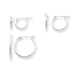 14k White Gold Polished 3-Pair Set - Hoop Earrings