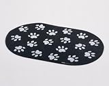 Pet Supplies : Jumbo Recycled Rubber Pet Placemat Paws Black