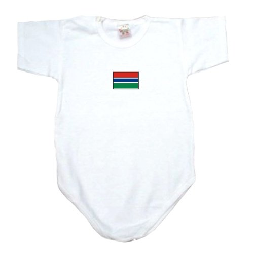 BABY BODYSUIT WHITE FLAG " GAMBIA " 0 - 3 Months