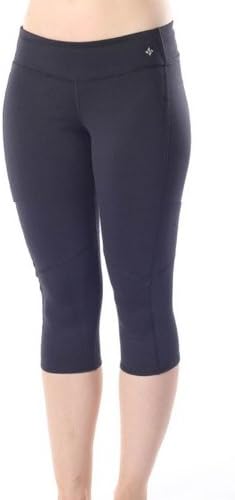 Glow Capri Workout Running Capri Pants (Medium, Black/ Black)