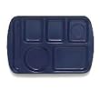 Food Service Rectangular Compartment Lunch Tray, 6 Compartment, Left-Handed, Navy Blue