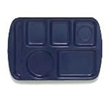 Food Service Rectangular Compartment Lunch Tray, 6 Compartment, Left-handed, Navy Blue, Durable Melamine Material, One Dozen (12) Trays Per Case