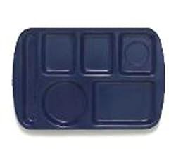 Food Service Rectangular Compartment Lunch Tray, 6 Compartment, Left-Handed, Navy Blue