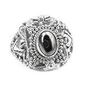 Sterling Silver Grey Hematite Poison Box or Locket Ring (Size 4,5)