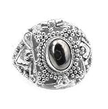 Sterling Silver Grey Hematite Poison Box or Locket Ring (Size 5,6,8,9)