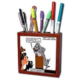 Londons Times Fish Fishing Deep Beneath Cartoons - 12 Step Groupers Drink Like A Fish - Tile Pen Holders-5 inch tile pen holder