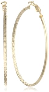 18k Yellow Gold Plated Sterling Silver Diamond-Cut 2.5x60 Clutchless Hoop Earrings