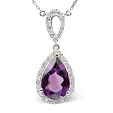 9ct Diamond & Amethyst Pendant .